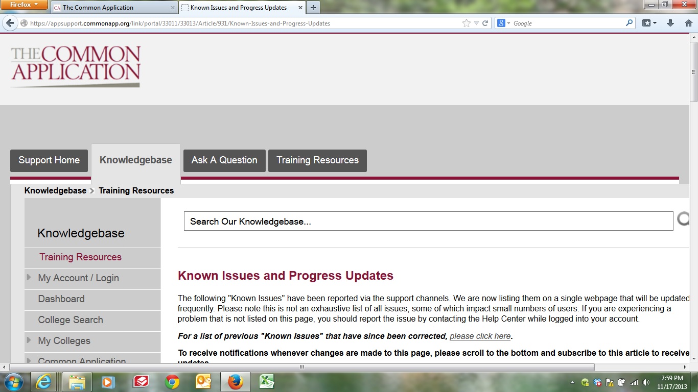 Common App Problems